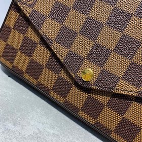 LV Модель M61276 Коричневая клетка Сумка Felicie Элегантная и ро