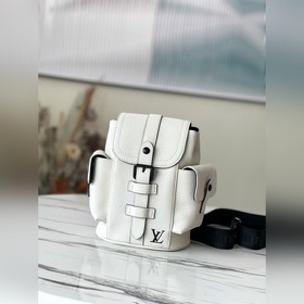LV Модель： M58495 Синий кожаный рюкзак Christopher XS Это упроще