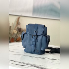 LV Модель： M58495 Синий кожаный рюкзак Christopher XS Это упроще