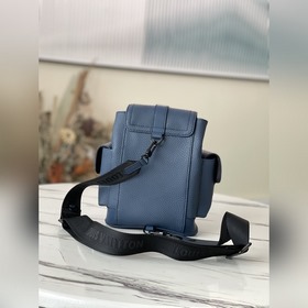 LV Модель： M58495 Синий кожаный рюкзак Christopher XS Это упроще