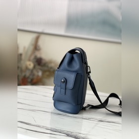 LV Модель： M58495 Синий кожаный рюкзак Christopher XS Это упроще