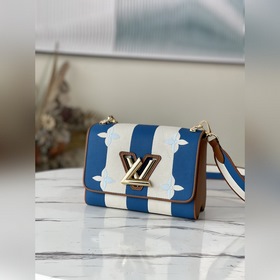 LV Артикул： M57659 Синяя сумка TWIST среднего размера с полоскам