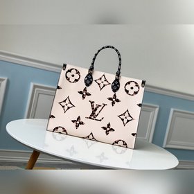 LV Модель M44576 Черно-белая сумка с леопардовым принтом ONTHEGO 