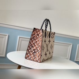 LV Модель M44576 Черно-белая сумка с леопардовым принтом ONTHEGO 