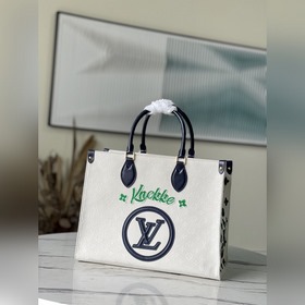 LV Артикул： M20815 Синяя сумка OnTheGo Материал： вышивка, ткань