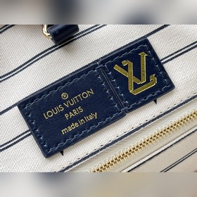 LV Артикул： M20815 Синяя сумка OnTheGo Материал： вышивка, ткань 