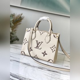 LV Артикул： M45654 Молочно-белая/нежно-розовая сумка Onthego Sma