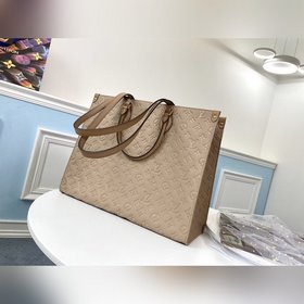 LV Модель M44933 Светло-коричневая сумка ONTHEGO с тиснением Для
