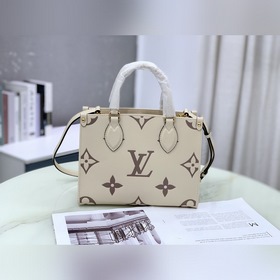 LV Артикул： M45654 Белый Onthego Маленькая сумка Tote Вдохновленн