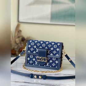 LV Средняя сумка Dauphine Артикул： M59631 Джинсовый синий Эта с
