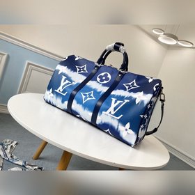 LV Модель M45121 Синяя сумка Keepall Bandoulière 50 (с плечевым р