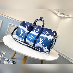 LV Модель M45121 Синяя сумка Keepall Bandoulière 50 (с плечевым р