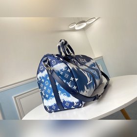 LV Модель M45121 Синяя сумка Keepall Bandoulière 50 (с плечевым р