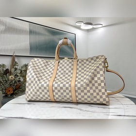 LV Артикул： N41427 KEEPALL 50 с белыми клетками (с плечевым ремн
