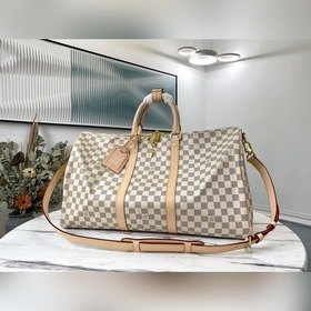 LV Артикул： N41427 KEEPALL 50 с белыми клетками (с плечевым ремн