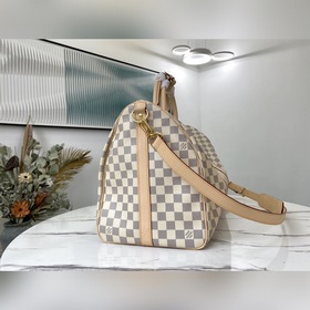LV Артикул： N41427 KEEPALL 50 с белыми клетками (с плечевым ремн