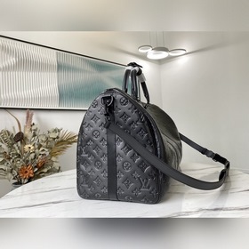 LV Модель： M44810 Keepall Bandoulière 50 Кожа Monogram Shadow с