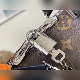 LV Модель： M56714 Черная сумка для путешествий с кожаной отделко