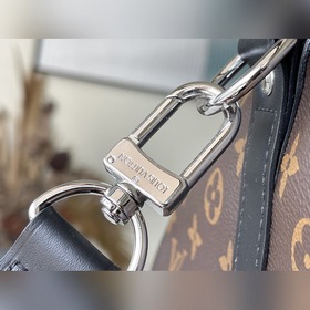 LV Модель： M56714 Черная сумка для путешествий с кожаной отделко