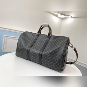 LV Модель M58669 KEEPALL Дорожная сумка с черным цветочным принто