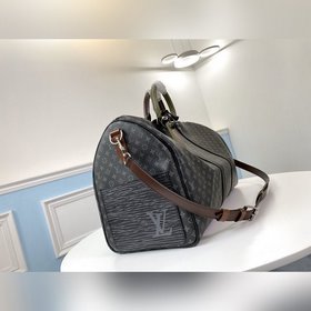 LV Модель M58669 KEEPALL Дорожная сумка с черным цветочным принто