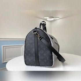 LV Модель M43818 Серебристая с черным KEEPALL 50 дорожная сумка (