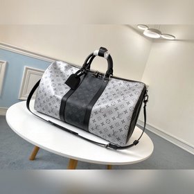 LV Модель M43818 Серебристая с черным KEEPALL 50 дорожная сумка (