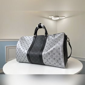 LV Модель M43818 Серебристая с черным KEEPALL 50 дорожная сумка (