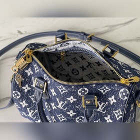 LV Артикул： M59609 Сумка Speedy Bandoulière 25 Джинсовая ткань 