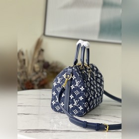 LV Артикул： M59609 Сумка Speedy Bandoulière 25 Джинсовая ткань 