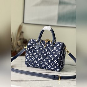 LV Артикул： M59609 Сумка Speedy Bandoulière 25 Джинсовая ткань 
