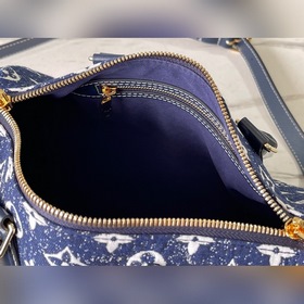 LV Артикул： M59609 Джинсовый синий Speedy 25 Сумка Материал： к