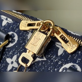 LV Артикул： M59609 Джинсовый синий Speedy 25 Сумка Материал： к