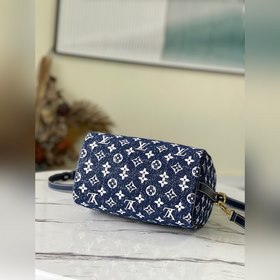 LV Артикул： M59609 Джинсовый синий Speedy 25 Сумка Материал： к