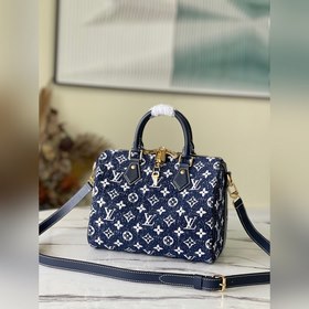 LV Артикул： M59609 Джинсовый синий Speedy 25 Сумка Материал： к