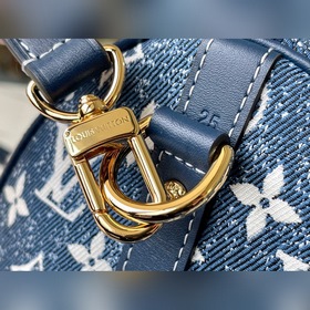 LV Артикул： M59609 Синяя сумка Speedy 25 Джутовый декор и отделк
