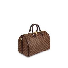 Классическая сумка Speedy 35 из ткани Damier Ebène от LV излучает