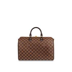 Классическая сумка Speedy 35 из ткани Damier Ebène от LV излучает