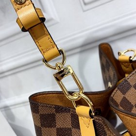 LV  Сумка-бакет Damier Ebène Покрытый слоем ткани Гладкая кожана