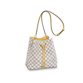 LV Damier Azur с покрытием из парусины Сумка-бакет с отделкой из