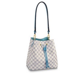 LV Damier Azur с покрытием из парусины Гладкая кожаная отделка С