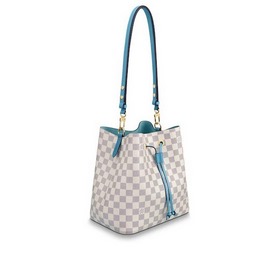 LV Damier Azur с покрытием из парусины Гладкая кожаная отделка С