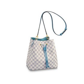LV Damier Azur с покрытием из парусины Гладкая кожаная отделка С