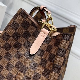 LV Damier Ebène с покрытием из парусины Сумка-бакет с отделкой и