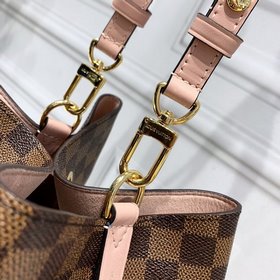 LV Damier Ebène с покрытием из парусины Сумка-бакет с отделкой и