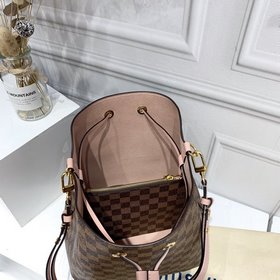 LV Damier Ebène с покрытием из парусины Сумка-бакет с отделкой и