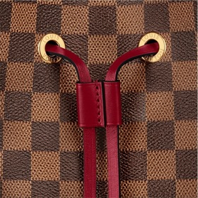 LV Damier Ebène с покрытием из парусины Сумка-бакет с отделкой и