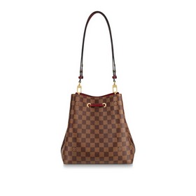 LV Damier Ebène с покрытием из парусины Сумка-бакет с отделкой и