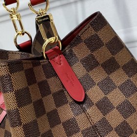 LV Damier Ebène с покрытием из парусины Сумка-бакет с отделкой и
