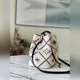 LV Модель： M46023 Кремово-белая сумка-бакет из мягкой кожи с при